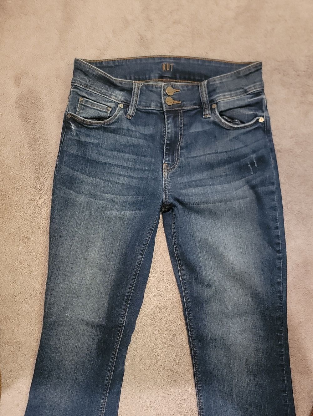 Kut from the Kloth Women's High Rise Bootcut Jeans in Dark Blue Wash
